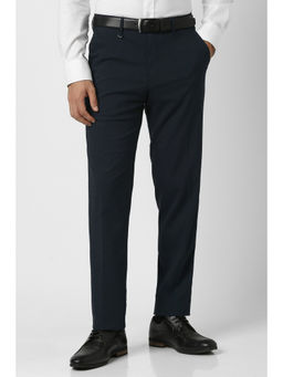 Van Heusen - Men Navy Blue Solid Formal Trouser