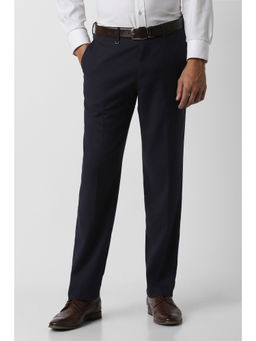 Van Heusen - Men Navy Blue Solid Formal Trouser