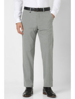 Van Heusen - Men Grey Textured Formal Trouser