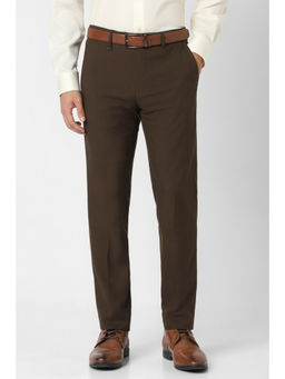 Van Heusen - Men Brown Solid Formal Trouser