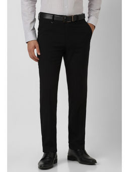 Van Heusen - Men Black Solid Formal Trouser