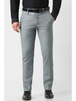 Van Heusen - Men Grey Solid Formal Trouser