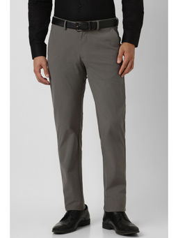 Van Heusen - Men Grey Solid Formal Trouser
