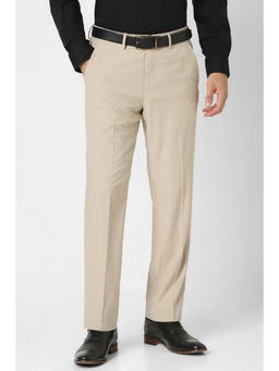 Van Heusen - Men Beige Solid Casaul Trouser