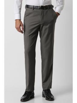Van Heusen - Men Grey Solid Formal Trouser