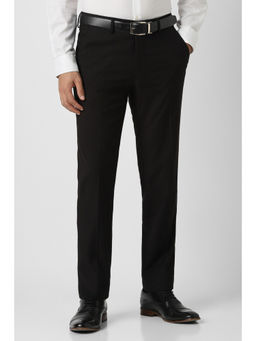 Van Heusen - Men Black Solid Formal Trouser