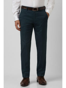 Van Heusen - Men Blue Solid Formal Trouser