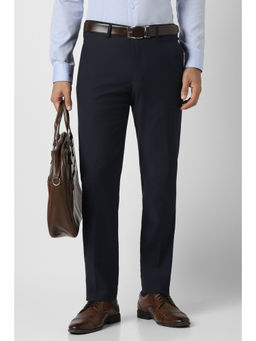 Van Heusen - Men Navy Blue Solid Formal Trouser