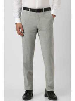 Van Heusen - Men Grey Textured Formal Trouser