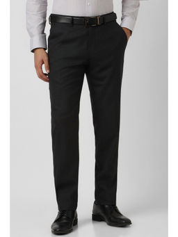 Van Heusen - Men Black Solid Formal Trouser