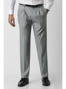 Van Heusen - Men Grey Solid Formal Trouser