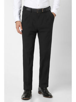 Van Heusen - Men Black Solid Formal Trouser