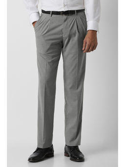 Van Heusen - Men Grey Solid Formal Trouser