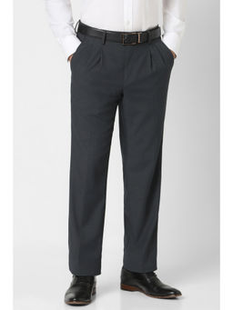 Van Heusen - Men Grey Solid Formal Trouser