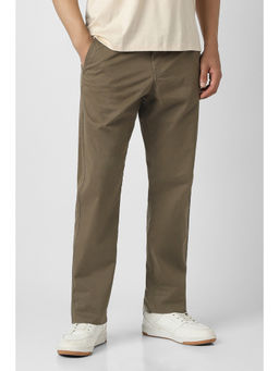 Van Heusen - Men Olive Solid Casual Trouser