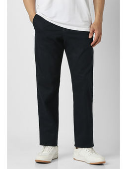 Van Heusen - Men Black Solid Casual Trouser