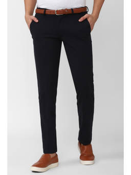 Van Heusen - Men Black Solid Casual Trouser