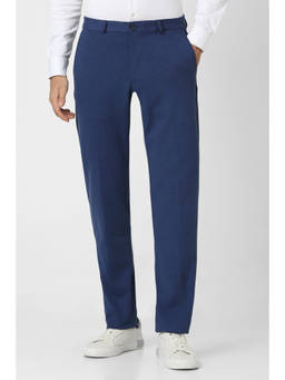 Van Heusen - Men Blue Solid Casual Trouser