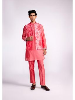 ISHA GUPTA TAYAL - Pink Printed and Embroidered Silk Nehru Jacket