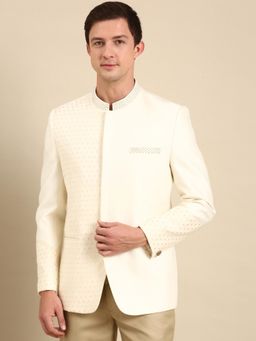 MAYANK MODI - Off-White Banarasi Silk Embroidered Bandhgala