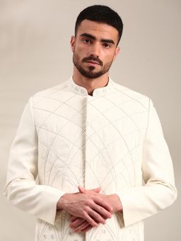 MAYANK MODI - Ivory Bemberg Embroidered Bandhgala