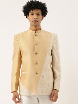 MAYANK MODI - Beige Jacquard Embroidered Bandhgala