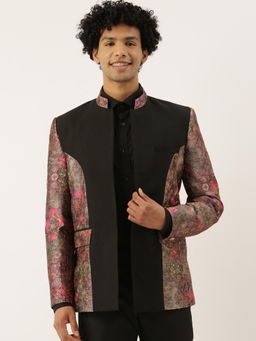 MAYANK MODI - Chanderi Silk Printed Bandhgala Jacket