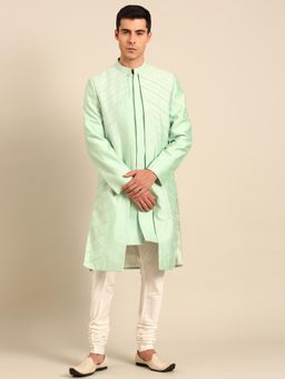 MAYANK MODI - Green Embroidered Sherwani with Pyjama