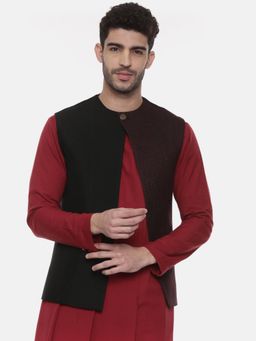 MAYANK MODI - Black Open Silk Jacket