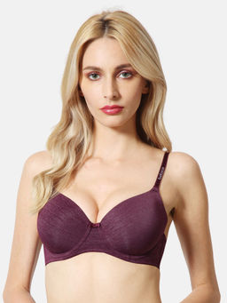 Van Heusen Woman Lingerie and Athleisure - Van Heusen Women Plush Back No Slip Strap & Flexi Wire T-Shirt Bra - Pickled Beet