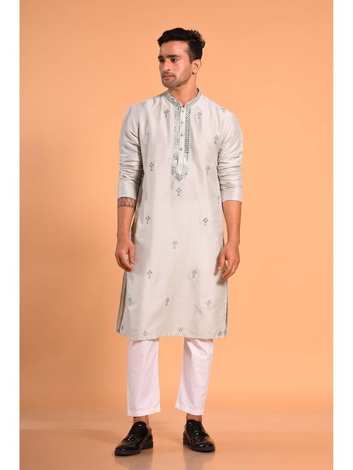 EKYAA Real Mirrorwork Kurta - Grey
