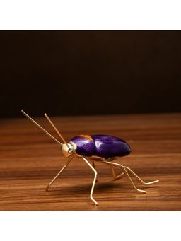 Gibox - Brass Metal Purple Scarab Beetle Figurine Enamel Finish Table Accent