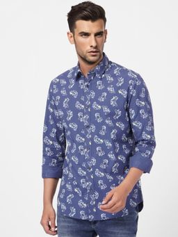 Jack & Jones - Blue Printed Full Sleeves Shirt