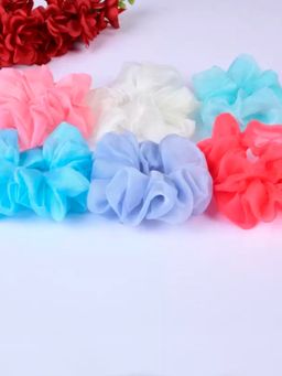 OOMPH - Organza Pink Blue Red Grey White Scrunchy Rubber Band Hair Tie