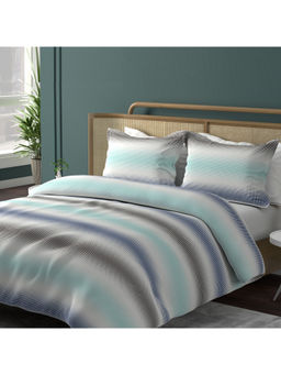 Boutique Living - Urban Geos 220 TC Tencel Blue Geometric King Bedsheet with 2 Pillow Covers