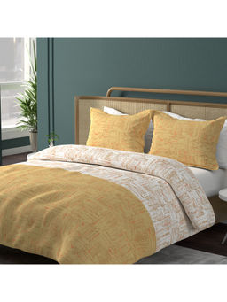 Boutique Living - Urban Geos 220 TC Tencel Yellow Geometric King Bedsheet with 2 Pillow Covers