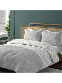 Boutique Living - Urban Geos 220 TC Tencel Grey Geometric King Bedsheet with 2 Pillow Covers