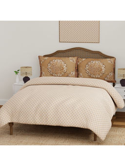Boutique Living - Heritage Walk 200 TC Cotton Beige King Bedsheet with 2 Pillow Covers