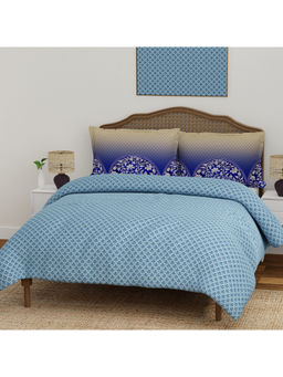 Boutique Living - Heritage Walk 200 TC Cotton Blue King Bedsheet with 2 Pillow Covers