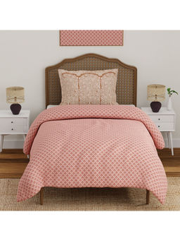 Boutique Living - Heritage Walk 200 TC Cotton Red Single Bedsheet with 1 Pillow Cover