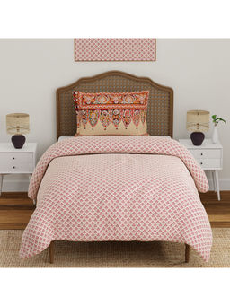 Boutique Living - Heritage Walk 200 TC Cotton Red Single Bedsheet with 1 Pillow Cover