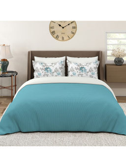 Layers - 150 TC Cotton Blue Geometric Double Bedsheet with 2 Pillow Covers (Queen)