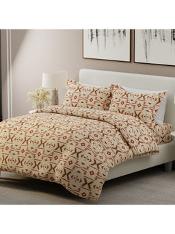 Boutique Living - Alpha Geo Valatia 200 TC Cotton Beige Printed King Bedsheet with 2 Pillow Covers