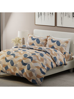 Boutique Living - Valatia 200 TC Cotton Multicolor Geometric King Bedsheet with 2 Pillow Covers