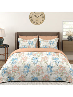 Layers - Basicx 120 TC Cotton Cream Floral Double Bedsheet with 2 Pillow Covers