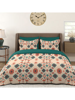 Layers - Basicx 120 TC Cotton Brown Geometric King Bedsheet with 2 Pillow Covers