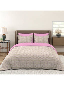 Layers - Lumina Floret 144 TC Cotton Multicolor Floral Double Bedsheet with 2 Pillow Covers (Queen)