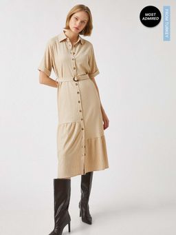 Koton - Midi Ecru Dress With Belt