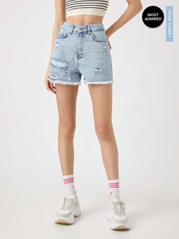 Koton - Mid Waist Open Indigo Shorts
