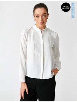 Koton - Off White Long Sleeve Shirt With Collar Neck